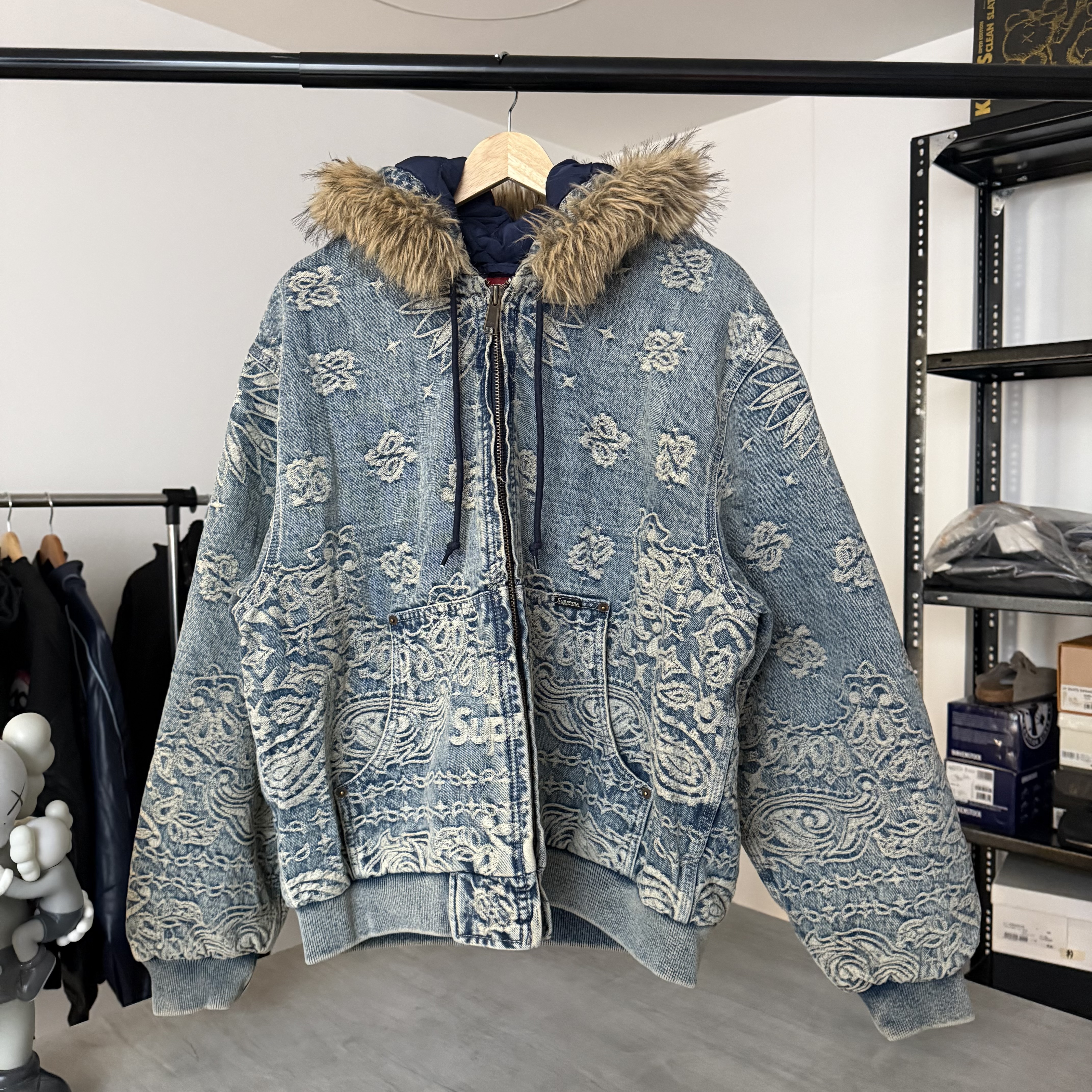 Supreme Bandana Jacquard Denim Hooded Work Jacket